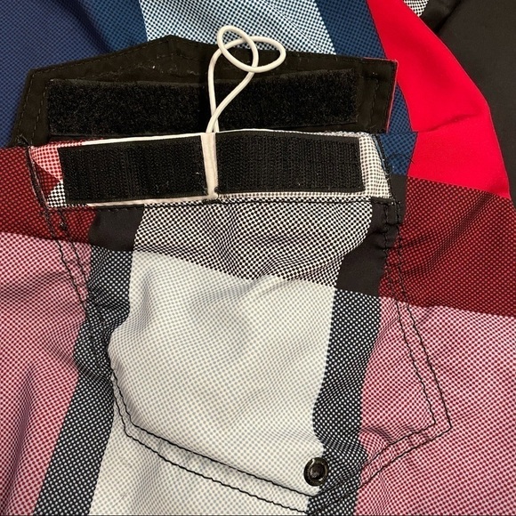 Billabong Red White Blue Black Board Shorts Swim Shorts Diagonal Stripes Size 34 - Picture 7 of 14